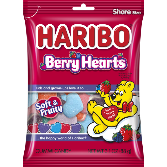 HARIBO Berry Hearts 3 1oz Front
