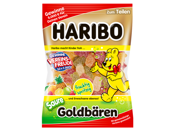 HARIBO Saure Goldbären mit Vereinsfreude Aktionssticker.