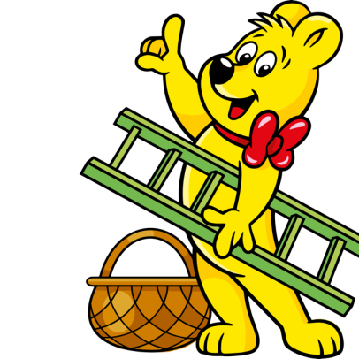 Goldbear with basket and ladder