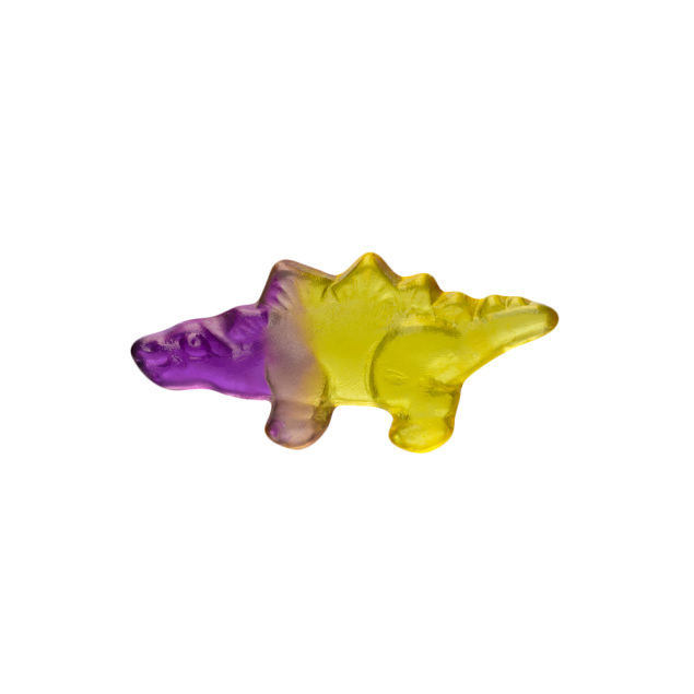lila gelber Fruchtgummi-Stegosaurus