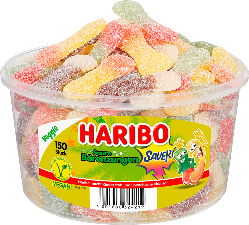 Dose mit HARIBO Saure Bärenzungen