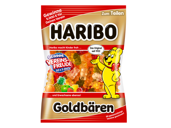 HARIBO Goldbären mit Vereinsfreude Aktionssticker.