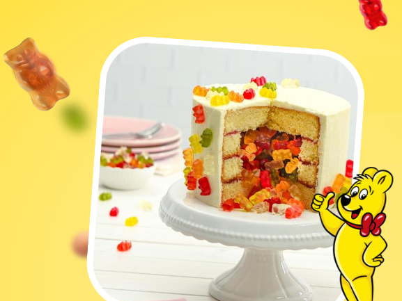 Image of a HARIBO Pinata cake filled with HARIBO Goldbears