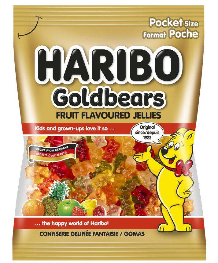 HARIBO Goldbears gummy bears in 80g packaging