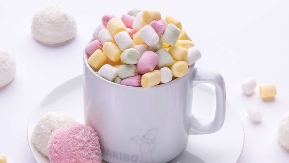Cup filled with marshmallows