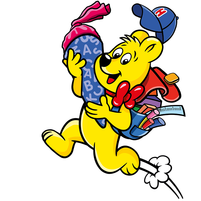 Illustration der Buntes ABC Beutel: HARIBO Bär mit Schultüte