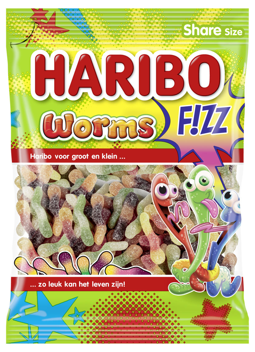 Product packaging of HARIBO Worms F!ZZ