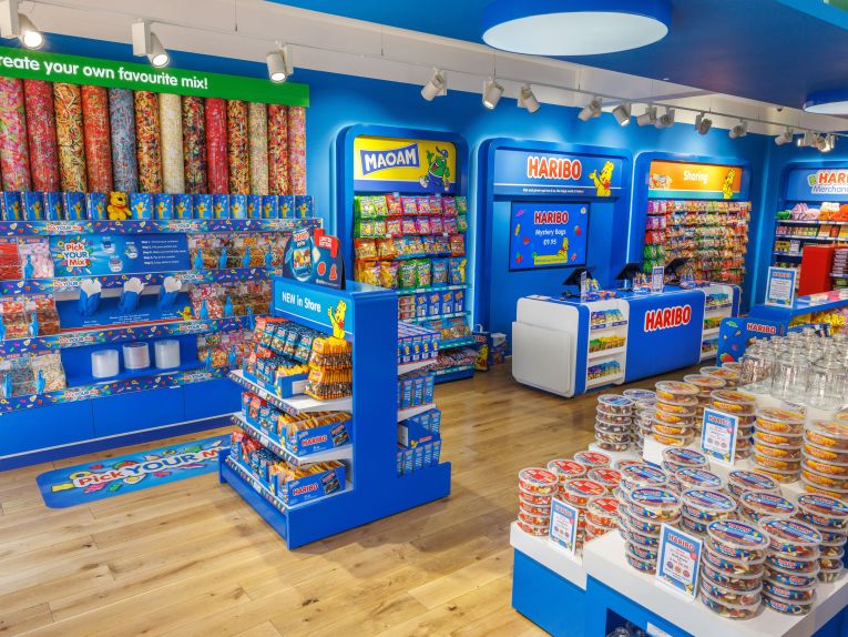Wide photograph of new-look HARIBO Clarks store.