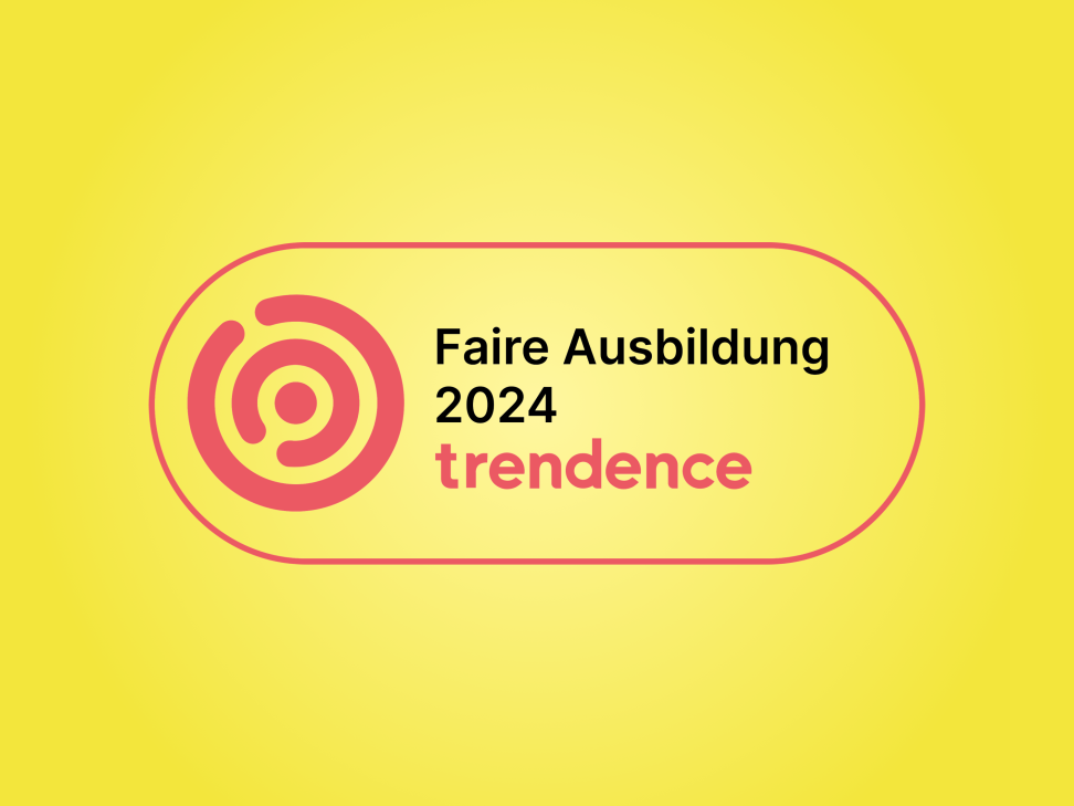 Logo "Faire Ausbildung 2022" des Trendence Institut GmbH für faire Ausbildung auf gelben Hintergrund