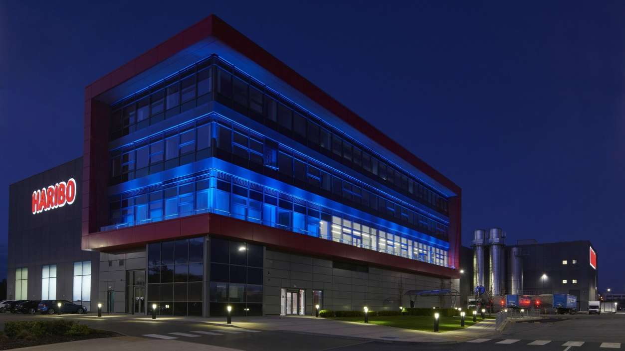 Castleford factory with blue light