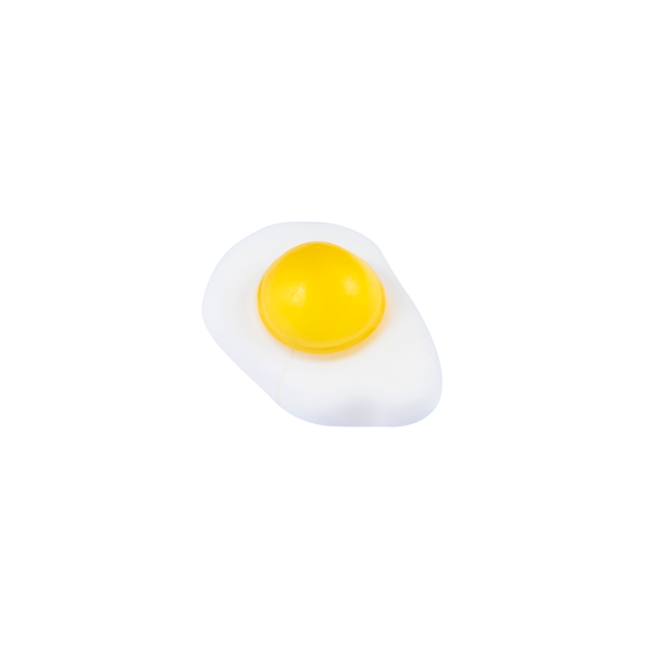 fruit gummy and foam fried egg