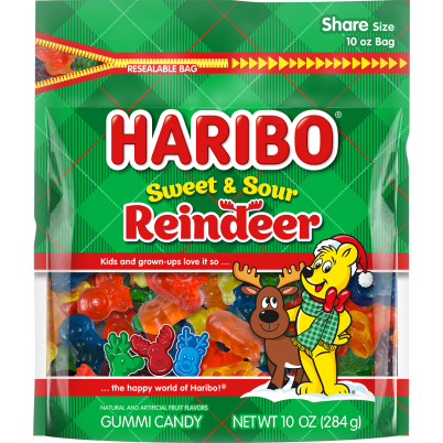 HARIBO Sweet Sour Reindeer 10oz SUB FRONT