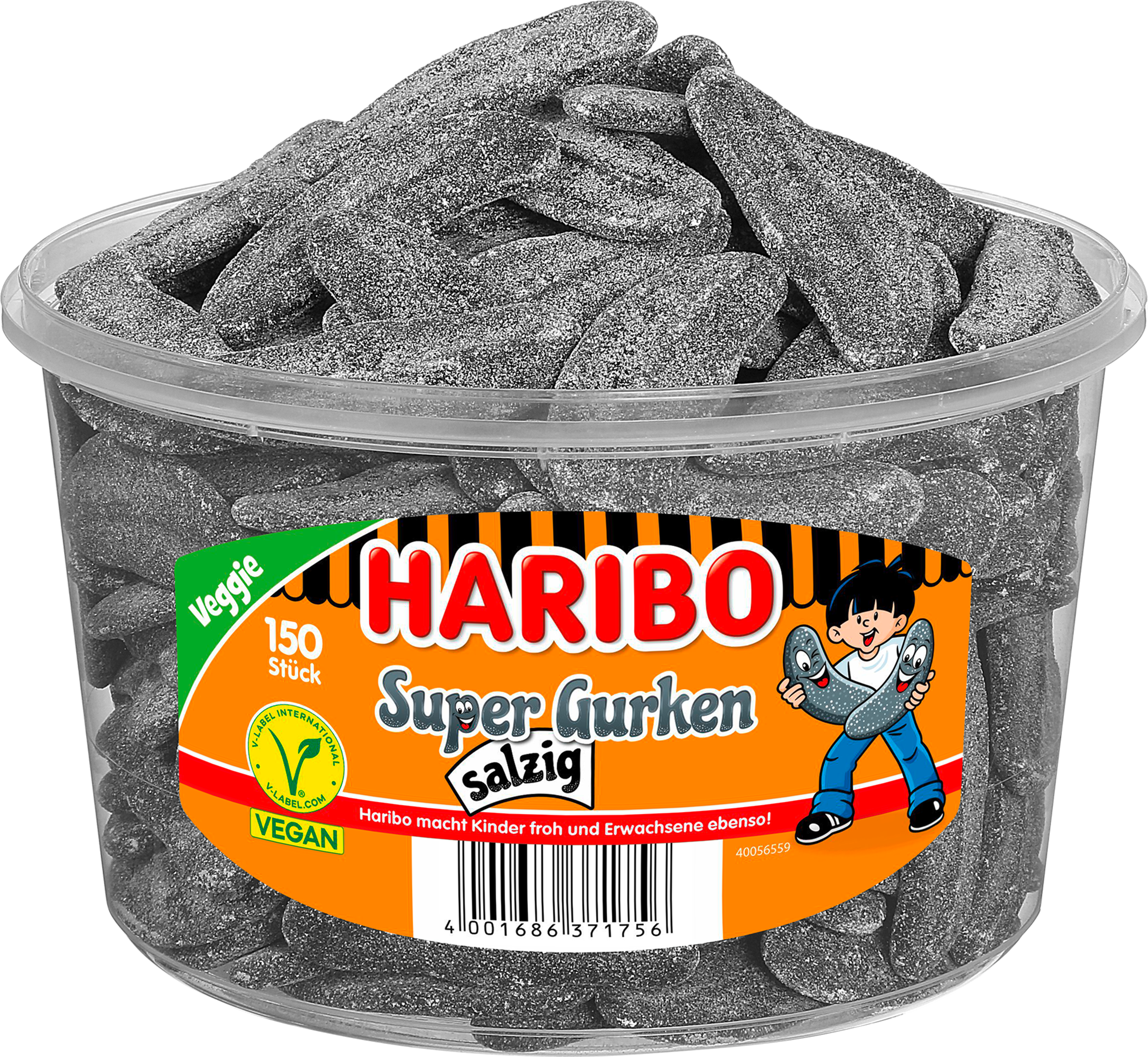 Dose mit HARIBO Super Gurken salzig