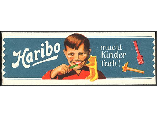 Verpackung HARIBO Loreley mit Slogan "HARIBO macht Kinder froh" von ca. 1950