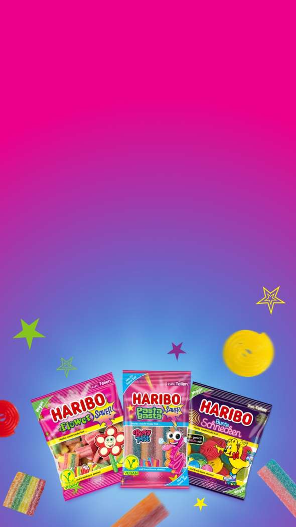 Wie spritzig sind die denn? HARIBO FlowerZ Sauer!, HARIBO Pasta Basta Sauer!, HARIBO Bunte Schnecken. Zu den Neuheiten.