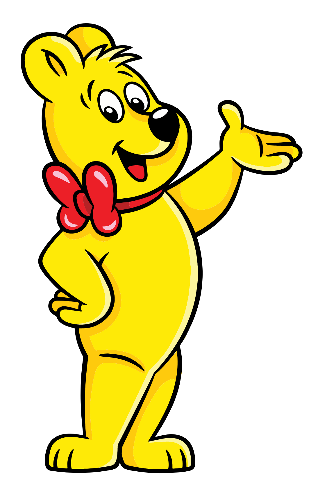 Zlaté medvídek HARIBO ukazující nahoru