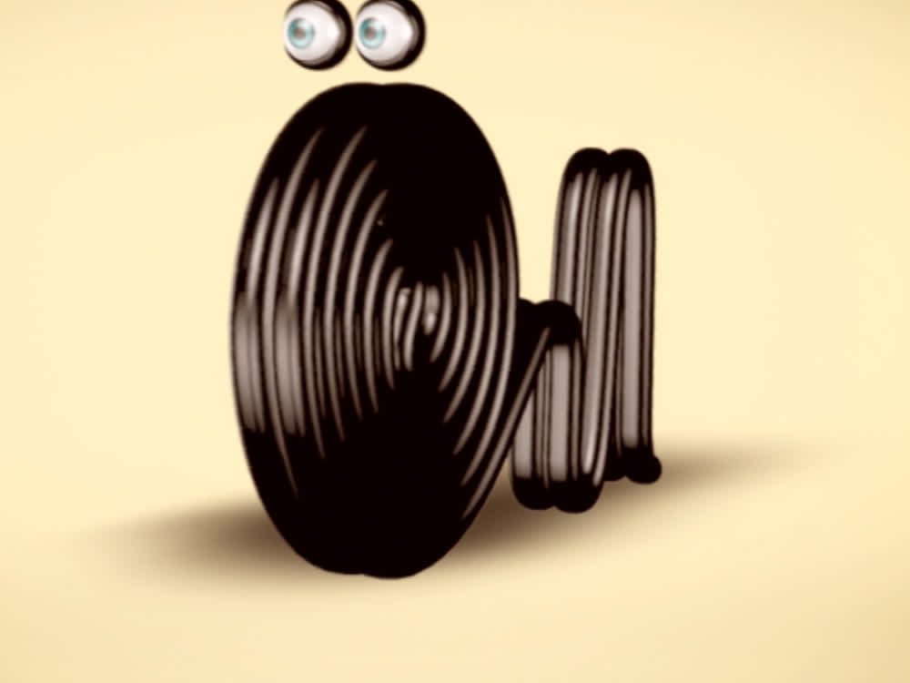 Illustrierte Lakritzschlange mit Augen