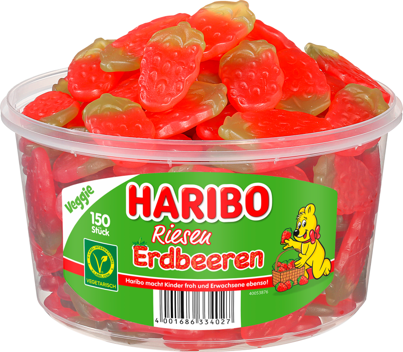 Dose mit HARIBO Riesen Erdbeeren