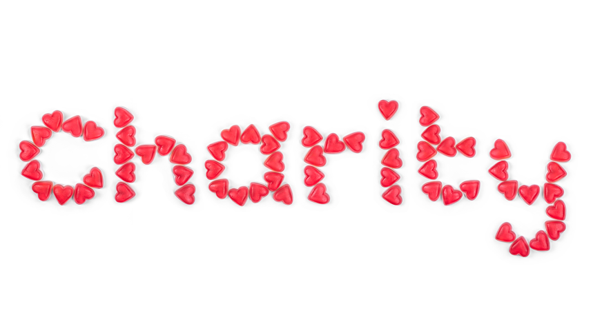 Charity written with hearts