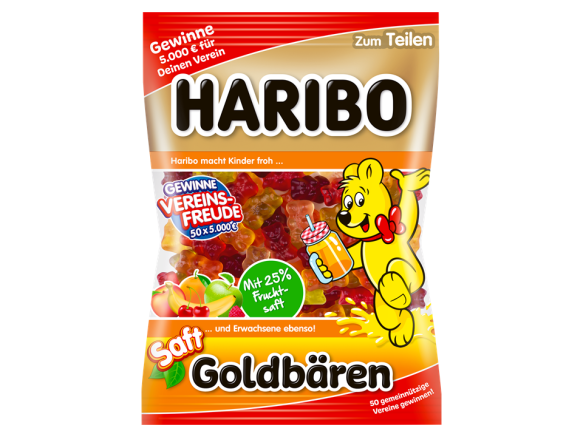 HARIBO Saft Goldbären mit Vereinsfreude Aktionssticker.