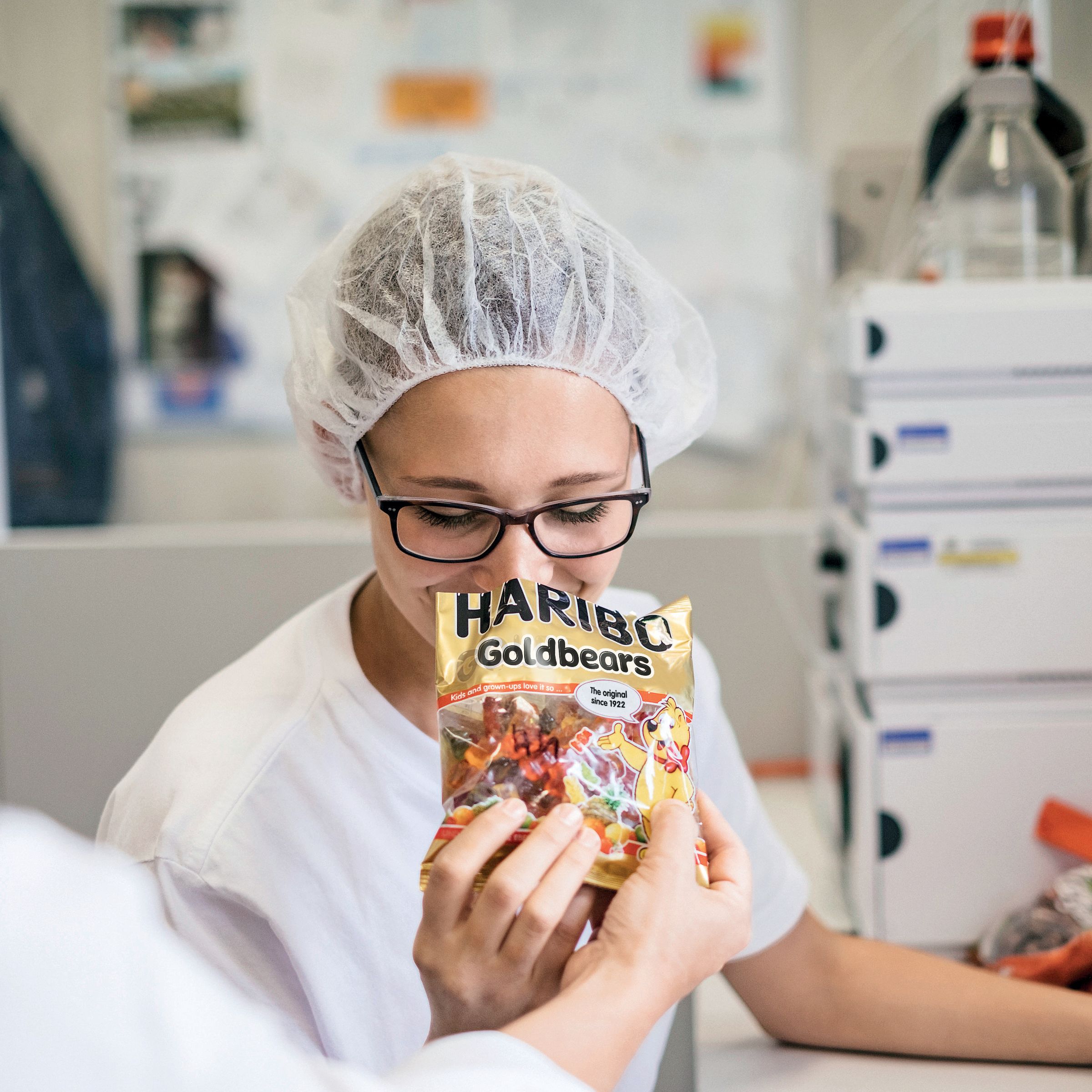 Flavour expert testing the smell of Goldbears