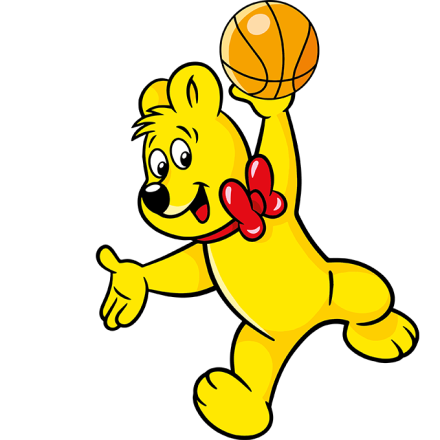 Illustration der Balla-Balla Beutel: HARIBO Bär mit Basketball