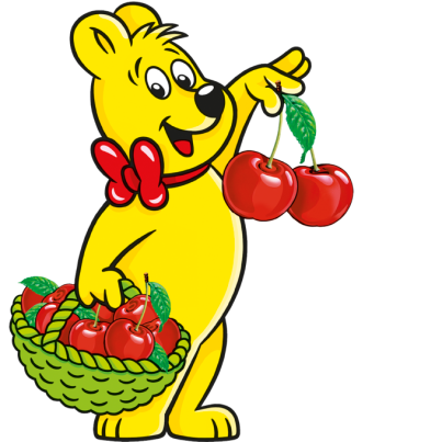 صورة كيس Happy Cherries: دب HARIBO يحمل سلة مليئة بالكرز