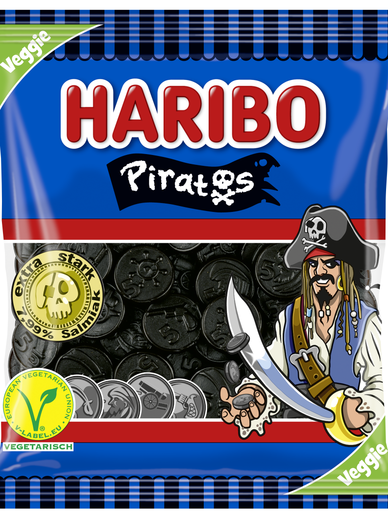 Beutel HARIBO Piratos mit Siegel "vegetarisch" (200g)