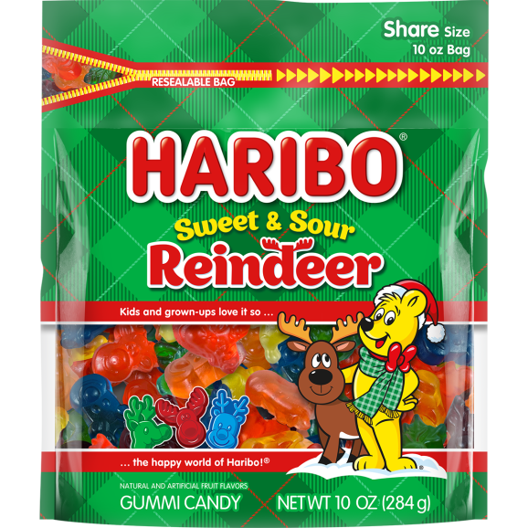 HARIBO Sweet Sour Reindeer 10oz SUB FRONT