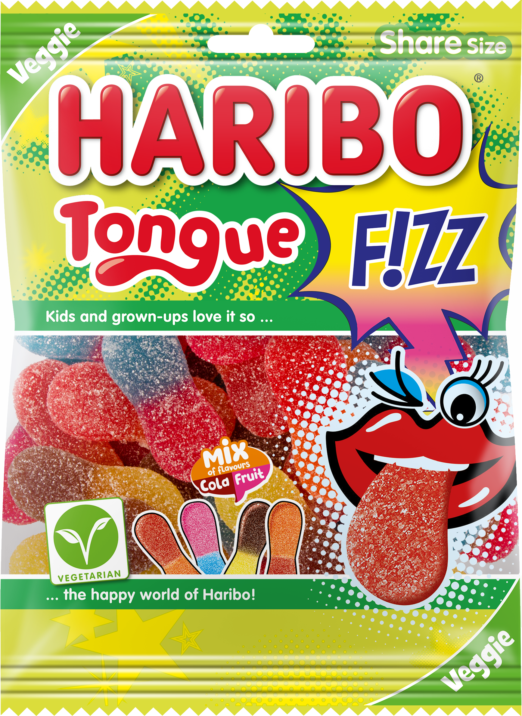 21302001 7337 Haribo Tongue FIZZ 185g Share Size