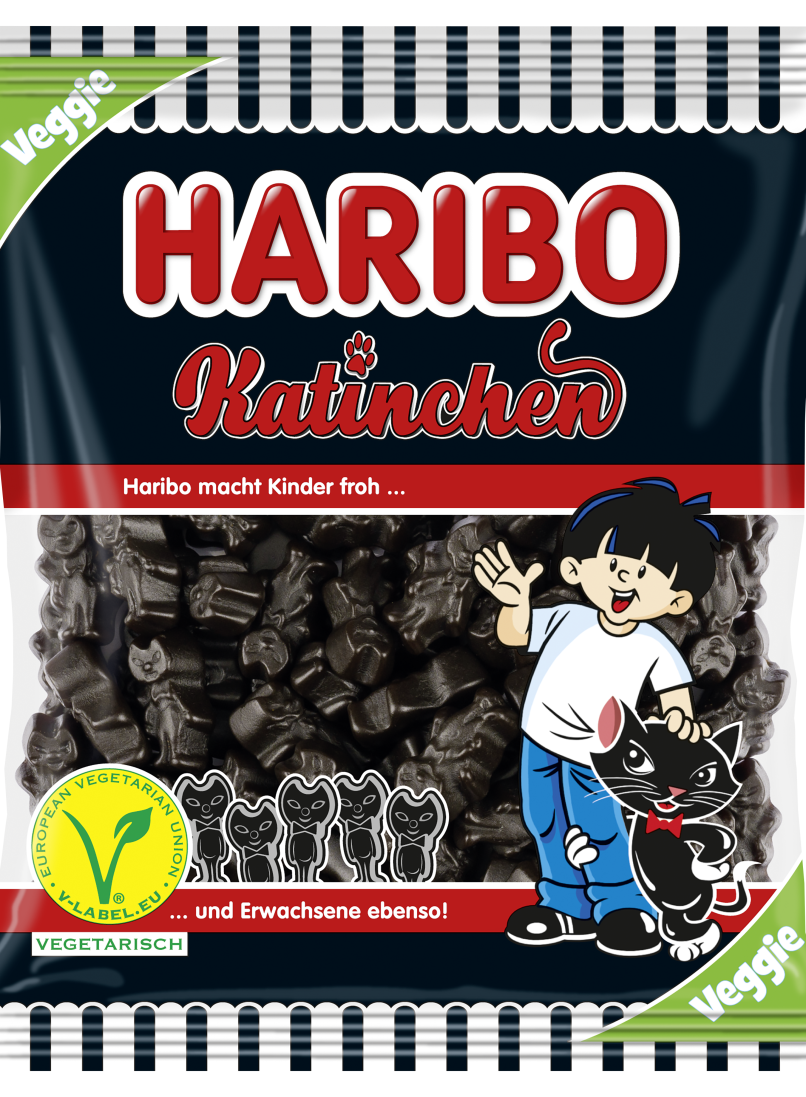 Beutel HARIBO Katinchen mit Siegel "vegetarisch" (200g)