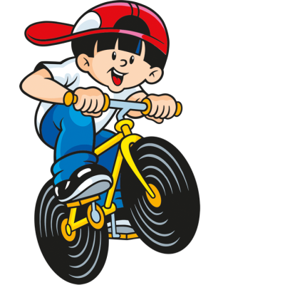 Illustration der Lakritz Schnecken Beutel: Junge auf Fahrrad mir Lakritz Schnecken Rädern