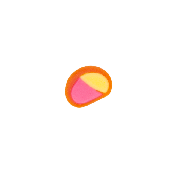 oranges Stück Pico Balla mit pink gelber Füllung