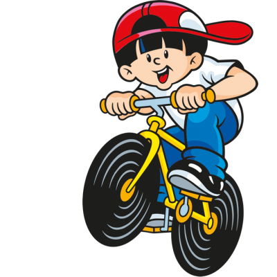 Illustration du sachet rouleaux de réglisse : garçon faisant du vélo avec des roues en réglisse
