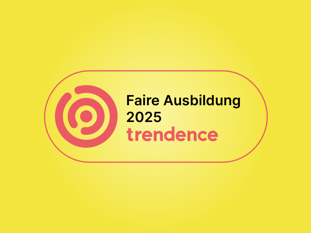 Logo "Faire Ausbildung 2022" des Trendence Institut GmbH für faire Ausbildung auf gelben Hintergrund
