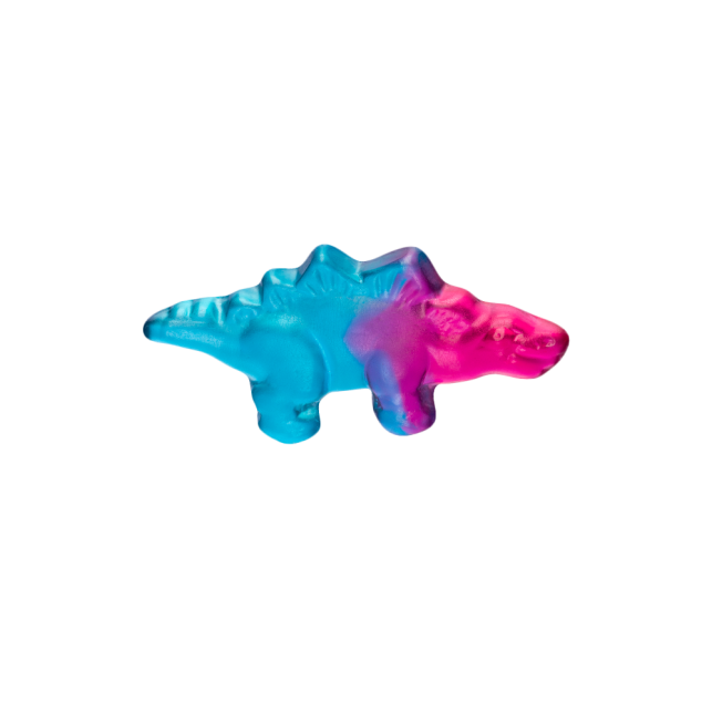 blau pinker Fruchtgummi Stegosaurus