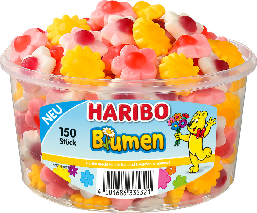 Dose mit HARIBO Blumen