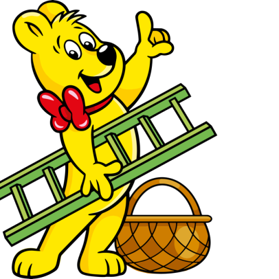 Goldbear with basket and ladder