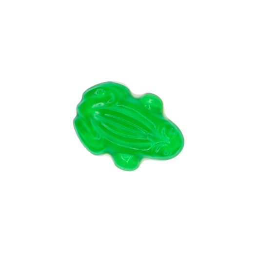 grüner Fruchtgummi-Frosch mit weißer Schaum-Unterseite