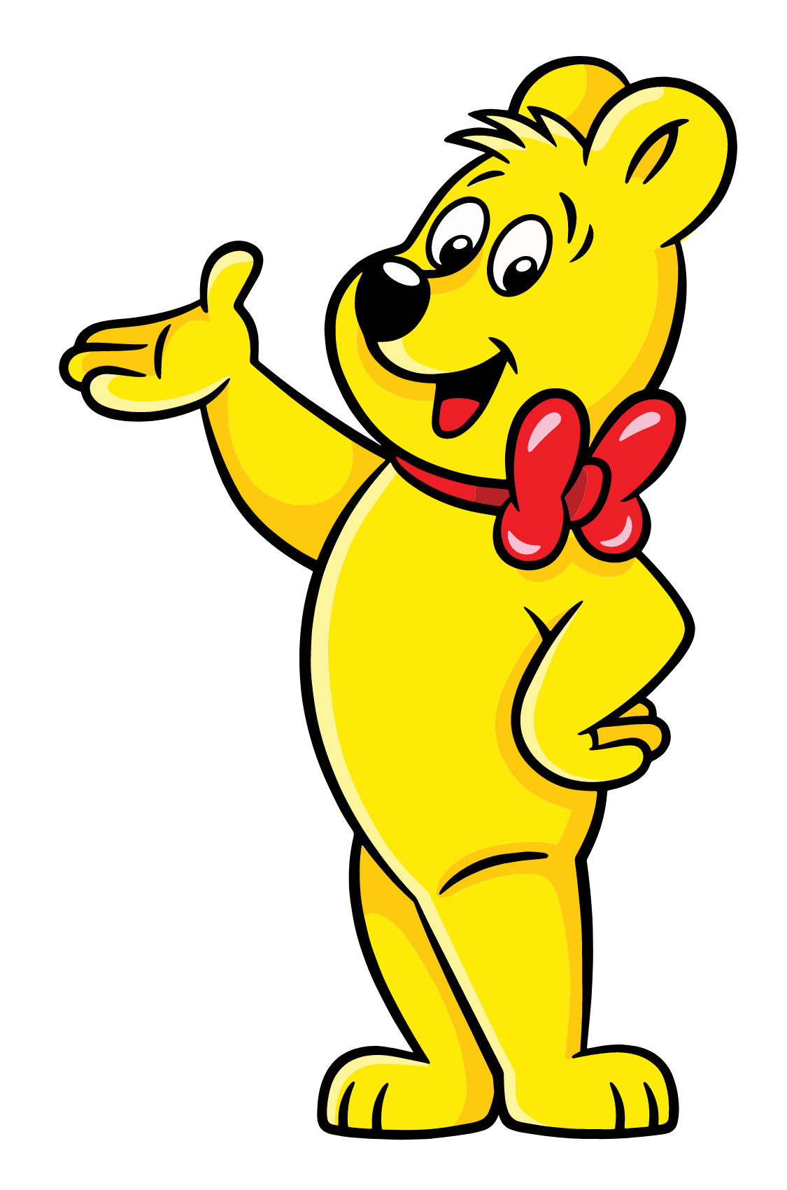 Zlaté medvídek HARIBO ukazující nahoru