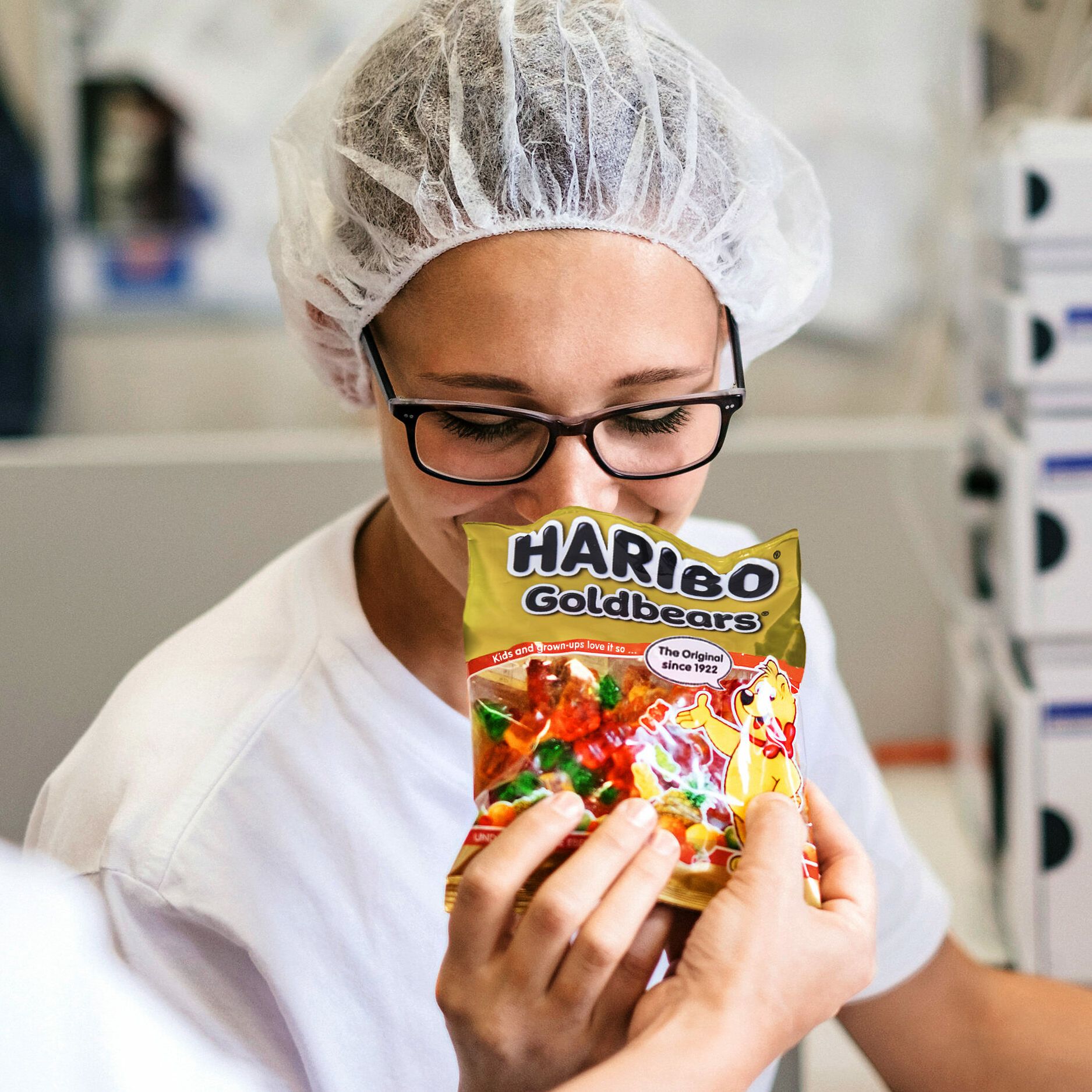 Flavor expert testing the scent of the Goldbears